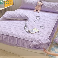 침대커버 방수매트리스커버 레이스 프린세스 방수 침대 두꺼운 퀼트 매트리스 공기 투과성 보호대 장착 시트 패드