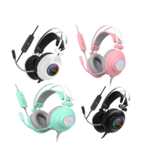 앱코 HACKER 가상 7.1 RGB 진동 노이즈 캔슬링 마이크 3D 초경량 게이밍 헤드셋, N550, 화이트