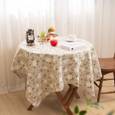 코팅블루 북유럽풍 감성 패브릭 방수 테이블 사각 원형 식탁보 1~6인용, 1~2인용(140x140cm), 10.린넨플라워, 1개