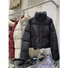 화이트 오리털 한국판 패딩 여 숏 차이나카라 작은 키에 도톰한 패션 아우터 빵 패션