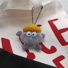 얼빠진 연탄 보풀 행거 자동차 키홀더 애니메이션 캐릭터 행거 망홍가방 보풀 행거, 그레이[볼드타입] 골드 밍크 리틀 연탄걸이