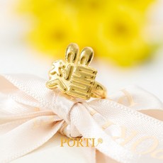 [뽀르띠] 순금 24K 토끼띠 아기 토끼 깡총 첫돌 반지 1.875g