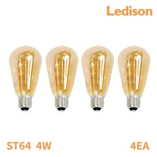 Ledison 에디슨전구 베이직전구 ST64 4w, 전구색, 4개 전구색, 4개