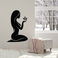 냉장고 스티커 인테리어 창 데칼 아트 소녀 스파 벽 꽃 방수 자연 벽화 비닐 장식 벌거 벗은 마사지, 57cmx37cm, Red