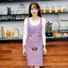 앞치마 곰돌이 택1 유치원 부엌 동물캐릭터 색상 공방 창작공예 주방 3종 NWA1F477, 퍼플, 1개