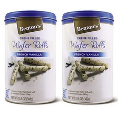 Benton's Creme Filled Wafer Rolls French Vanilla 벤톤스 크림 필드 웨이퍼 롤 프렌치 바닐라 382g 2팩, 1개