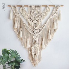 코튼 로프 대형 마크라메 거실현관 장식, 완성품성품 (80 * 95cm)