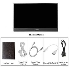 [해외] 15.6 인치 GAMEING 화면 1920X1080 IPS LCD 모니터 터치 스크린 LED 디스플레이 HDMIUSBC 인터페이스 CCTV 스위치 PS4, Type-C-touch case