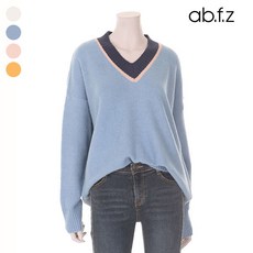 ab.f.z 컬러 배색 V넥 니트