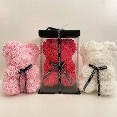 이벤터리 장미 꽃 곰돌이 곰인형 로즈 플라워 여자친구 여친 기념일 선물, 25cm, 레드소울