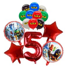 닌자고 테마 일회용 식기 생일 파티 장식 라텍스 알루미늄 호일 풍선 어린이 이벤트 용품 새로운 배너, 23 Balloon Set 5 -25pcs