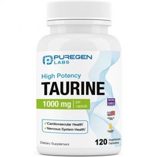 퓨어젠 랩스 타우린 1000mg [] 120개 | 유해 첨가물 없음 | 비유전자 변형 글루텐 유제품 없음 | 120인분 | 미국산, 1개