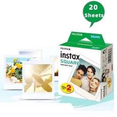 즉석카메라 후지필름 인스탁스 스퀘어 화이트 엣지 필름 인화지 SQ10 SQ6 SQ20 즉석 카메라 공유 SP-3 프린터용 10-100 매, 2) 20 Sheets, 20개