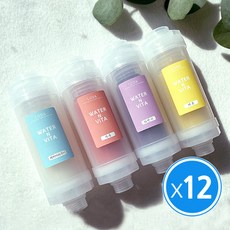 약국용 비타민 샤워필터 워터앤비타 염소제거 녹물제거 아로마테라피 보습샤워 아토피 x12개, 베이비파우더_12개