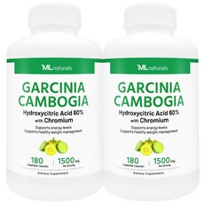 [미국빠른직구] 신제품 마이라이프 내추럴스 가르시니아 캄보지아 1500mg (HCA 60%), 2개, 180정