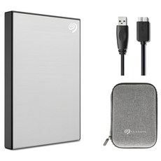 씨게이트 One Touch HDD 외장하드STKY2000401 데이터복구+암호화 기능+파우치+USB케이블, 2TB, 실버 2TB, Silver