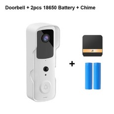 스마트 도어벨 초인종 비디오 elecpow smart tuya doorbell home 무선 벨 링 카메라 야간 투시경 도어 차임 방수 hd 원격 모니터링, 협력사, 흰색 추가 차임 우리
