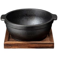 Ishigaki 이시가키 비빔밥 전골 15cm 약 폭 17.5×깊이 15.5×높이 7.5cm 용량 800ml 철주물 IH 직화 대응 가능 깔판 포함 4341 블랙 검정