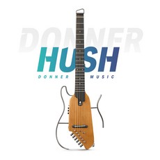 DONNER 도너 사일런트 사일런스 기타 어쿠스틱 버스킹 여행 휴대용 클래식 HUSH 1, 메이플 우드 - 로그 색상, 1개