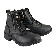Milwaukee Leather MBL9320W 여성용 블랙 '와이드 너비' 레이스업 오토바이 부츠 - 7.5W, 8.5 Wide