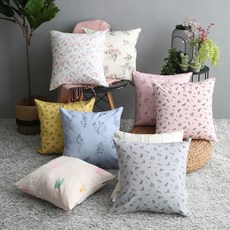 [아망떼] 플라워 쿠션커버+솜 7종택1, 디자인:에브리씽_옐로우