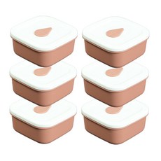 소노리떼 국산 실리콘 밥팩 정사각 400ml 6팩 세트, 피치베이지, 6개