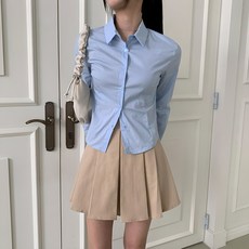 CHICBLACK 女款Vero Mi翻領細褶切口彈性襯衫 cpnb2845k41