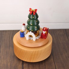 우드 오르골 뮤직박스 발레리나 관람차 회전목마 생일 크리스마스선물, 더블 디스크 크리스마스 - 메리 크리스마스