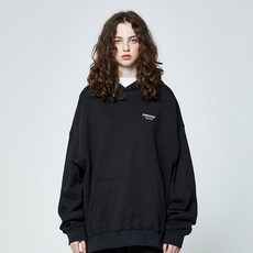 팬콧 오버핏 베이직 로고 기모 후드(BLACK)_PPTZIHD01UC9