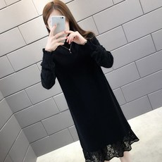 반폴라 레이스 패치워크 여성 슬림핏 겨울 페이크 이니트