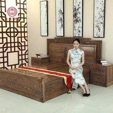 콘솔장식장 영국앤틱 마호가니 가구 닭날개 나무침대 2인용 원목명청조화 저장고 중국식 원목, 01 1.8m 닭날개목 침대+베드장, 01 1500mmx2000mm, 01 기타구조
