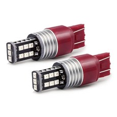 Syneticusa 7443 레드 플래시 스트로브 깜박임 후면 경고 안전 브레이크 테일 스톱 고출력 LED 전구, 1개