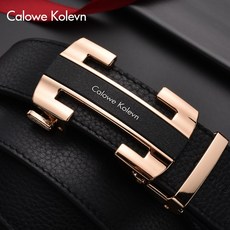 calowe Callowekolevn 리 얼 가죽 남성 벨트 자동 버클 패션 남 양면 소 바지 CK 29 골 드 (길이 무 작위 배 송 커팅 가능)