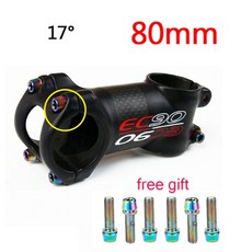 EC90 초경량 줄기 탄소 줄기 표면 60MM-120MM 도로 자전거 줄기 6/17도 31.8mm 핸들 바 MTB 전원 자전거 액세서리, 17도-80mm, 1개