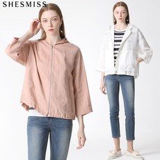 쉬즈미스 [쉬즈미스(SHESMISS)] 포핀스 세미오버핏 린넨 후드점퍼 (택가격 228000원)