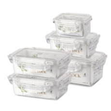 (엔에프락)직사각 트라이탄 밀폐용기 5종 세트(220ml450ml635ml635ml(칸막이)1200ml)
