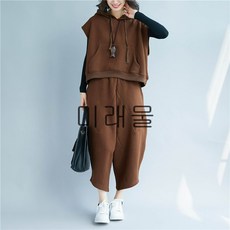 매일물 후드 세트 가을 겨울 기모 와이드 팬츠 추리닝 투피스ZZW