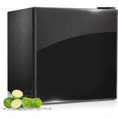 R.W.FLAME 1.6 Cu.ft 미니 냉장고냉동고 포함 컴팩트 리버시블 싱글 도어 조절식 온도 조절기 소음이 적고 사무실 기숙사 침실 아파트블랙, Black_1.6 Cu.Ft