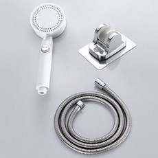 레디박스 폭포수 5단계 샤워헤드+1.5M 샤워줄+각도조절 거치대, 1세트, 화이트