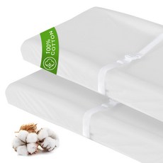 Cotton Changing Pad Cover White 2 Pack for Boys Gi 면 기저귀 교환 패드 커버 흰색 2팩 남아 여아용 기저귀 교환대 패드 커버 남녀공용 크래, 1개, 화이트 코튼