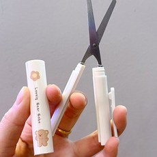 곰돌이 안전 케이스 가위 휴대용 가위 커버 가위 사무용 문구 가위, 1개, 브라운곰 1개, 브라운곰
