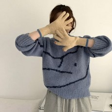 따뜻한 장갑 라이딩 학생 모직 커플 퓨어 스크린 컬러 두껍고 여성 스플릿 핑거 니트 겨울, 2, 1개