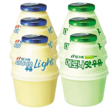 빙그레 바나나우유 혼합2종(바나나맛라이트 and 메로나맛), 3세트, 480ml