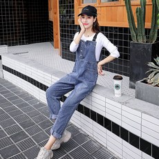 유아이홈 여성의류청바지 가을 신 스타일리쉬 룩 하이웨스트 긴 소매 스트레이트핏 일자 멜빵바지