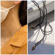 [오알제이] 14k 골드 마스크스트랩 선글라스 안경스트랩 밥풀진주 칵테일원석비즈 테라헤르츠 터키석 목걸이 겸용 마스크분실방지 스트랩 마스크줄 선글라스줄 안경줄 패션비즈목걸이