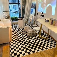 침실용 체커보드 러그 홈데코 푹신하고 부드러운 바닥 매트 거실 장식 카펫 격자
