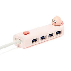 KAKAO FRIENDS Official- 멀티 4 포트 USB 3.0 확장 허브 (Apeach), 어 피치