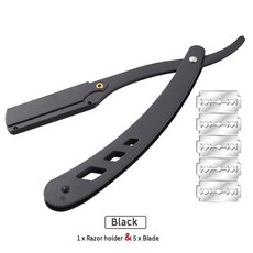 남성용 미용사 면도기 금속 스테인레스 스틸 이발 도구 범용 단일 날 블레이드, 1 razor 5 blades