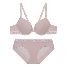 게스 언더웨어 오리지널 로고 모카 브라 팬티 세트
