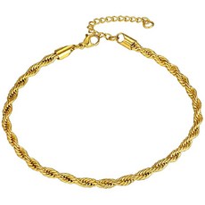 ChainsHouse 발 로프 체인 발찌 스테인레스 스틸 18K 골드 도금 여름 해변 맨발 보석 6MM 와이드 트위스트